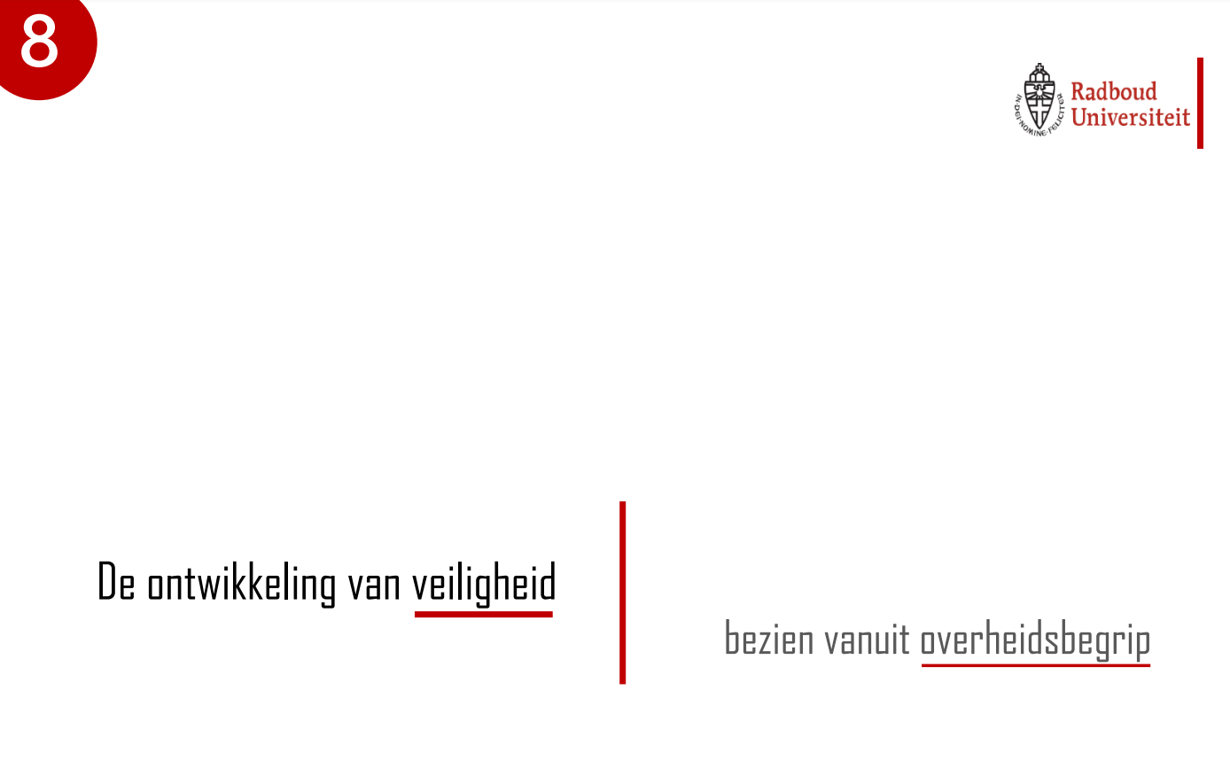 T. Dwars, De ontwikkeling van veiligheid. Bezien vanuit overheidsperspectief (essay Radboud Universiteit),  2022.